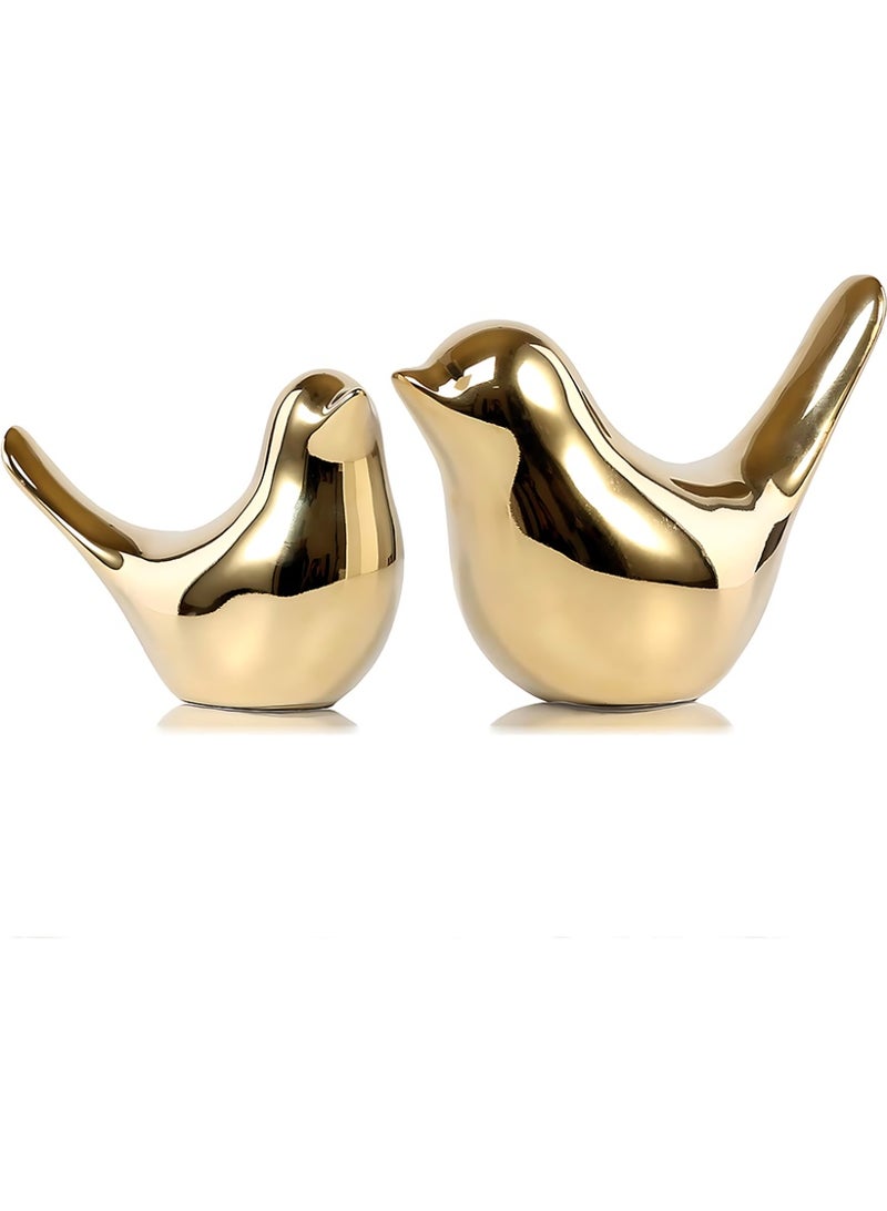 CLAVON Small Birds Statues Gold Home Decor Modern Style Figurine Decorative Ornaments for Living Room, Bedroom, Office Desktop, Cabinets - Image 1